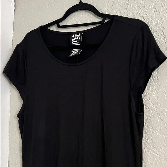 KILLSTAR BLACK GOTH RIPLEY TEE LONG MAXI HI-LOW  SHORT SLEEVE DRESS XXL - Picture 2 of 14